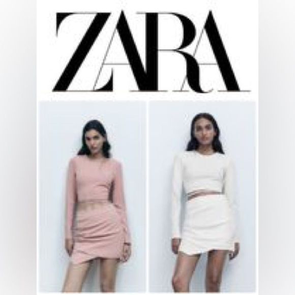 ZARA WOMAN NWT SS22 PALE PINK DRAPED MINI SKIRT 3067/142/029/009 - Picture 7 of 7